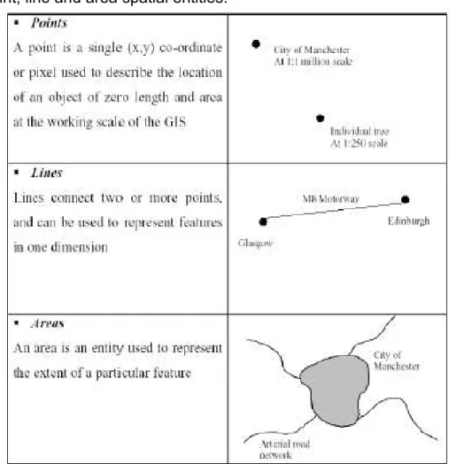 Figure 1.  Point, line and area spatial entities.