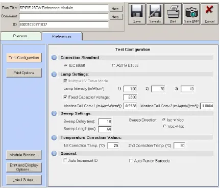 Figure 5: Test Configuration Window   