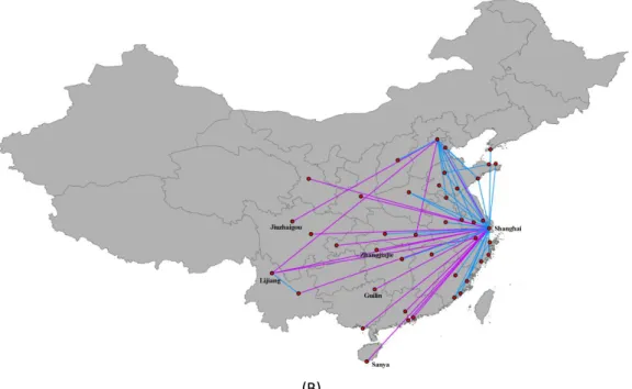 Figure 3. Comparison between trips extracted from check-in records, denoted by T cij , and flight  trips T fij 