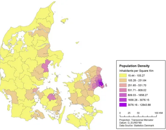 Figure 5. Population density, units are km 2 . 