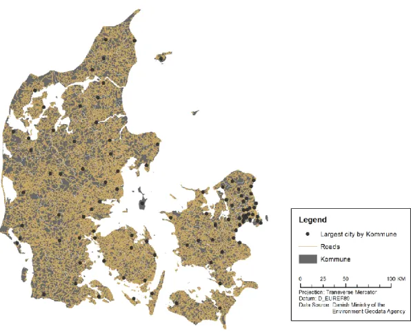 Figure 6. Geographic locations of Kommunes’ largest cities. 