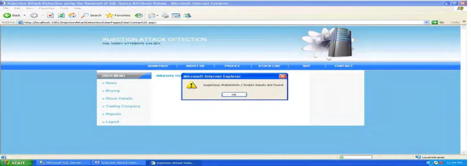 Figure 3.1 shows the user passes injection queries and scripts to message field in web page