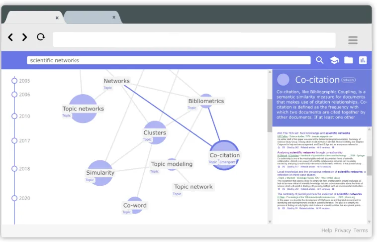 Figure 4: Mock-up of a search interface with merged networks