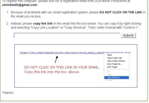 Figure 13: Screenshot of the cut and paste attack against email registration (targeting plain text emails).