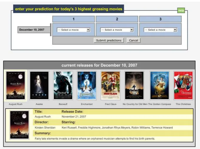 Figure 1: User interface for making predictions at our study web site.