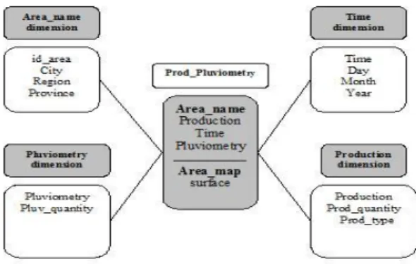 Figure 1: A star model for the analysis of the production and  the pluviometry 
