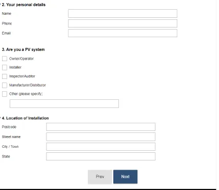 Figure 27: PVFRP Survey - Personal Details and System Description 