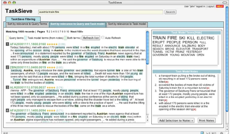 Figure 1 TaskSieve interface 