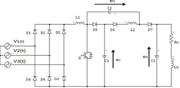 Fig.1 Three phase two stage boost rectifier with single switch 