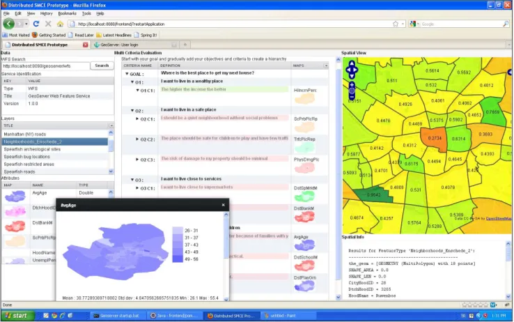 Figure 1. Screenshot of the Distributed Spatial Multi-Criteria Evaluation web application