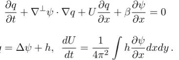 Figure 3.5 demonstrates the non-linear dynamics of the mean ﬂow� U. The predom-inant ﬂow is the negative zonal direction with regime transitions to positive ﬂow.