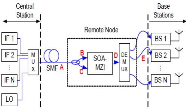 Fig 1: WDM ROF Transmission system    