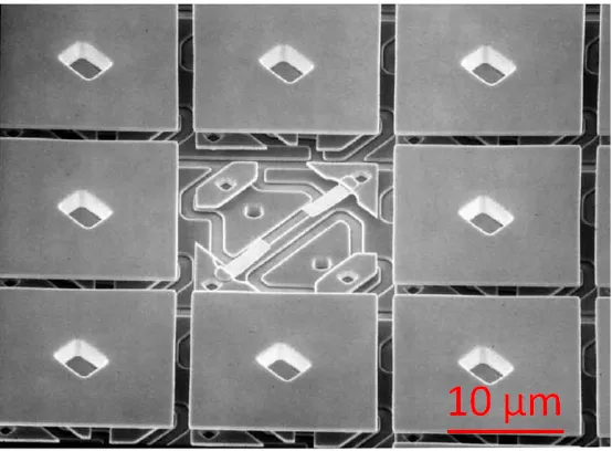 Figure 2.10 – SEM micrograph of a the mirrors on a DMD [39] 