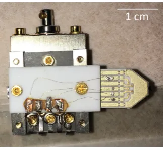 FIG. 7: The second generation of four-point probe. a) Image of the probe. The three screws can be tightened or loosened toadjust the tilt angle of the probe, at the cost of a height change