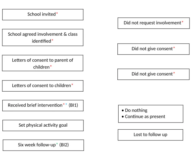 Figure 1 illustrates the key stages of the pathway.   In consultation with the Steering Group, two principal   data   collection   points   were   established   at   pre-intervention   (BI1)   and   post-intervention (BI2), with additional data collection 