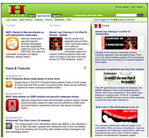Fig. 1. Example of an overview page (h-online.com/open)