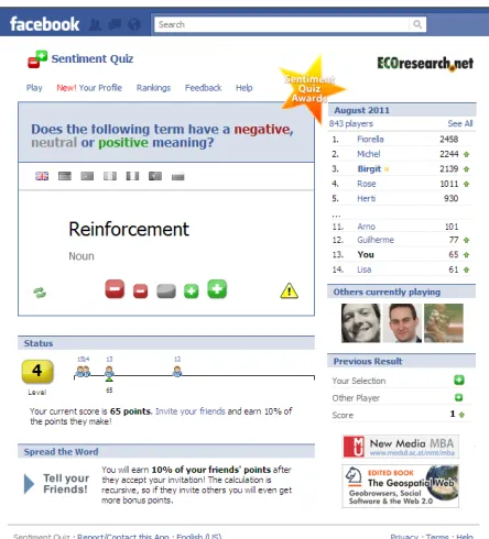 Figure 2: The Sentiment Quiz, a word polarity game(www.modul.ac.at/nmt/sentiment-quiz)