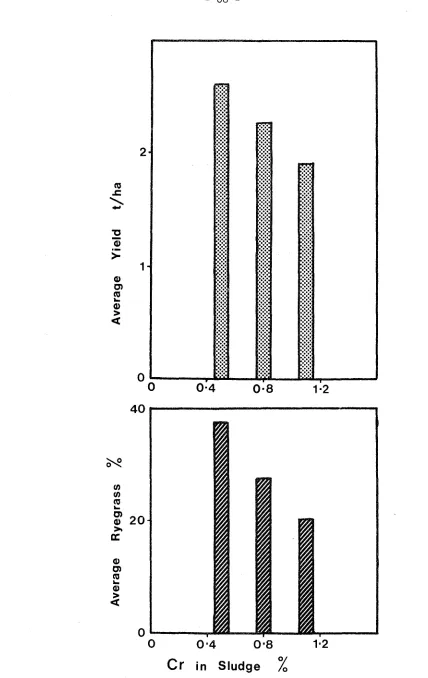 Figure 5-2.Effect of Cr in the sludge on field trial herbage yield.