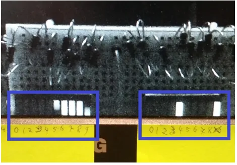 Fig. 5. Time synchronisation readout from screen using annotation,resulting in a starttime of 45ms and a stoptime of 49ms