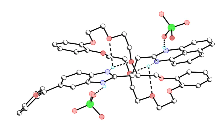 Figure 2.12 Solid state structure of [2]pseudorotaxane 2.56 showing the interlocked nature of crown and thread