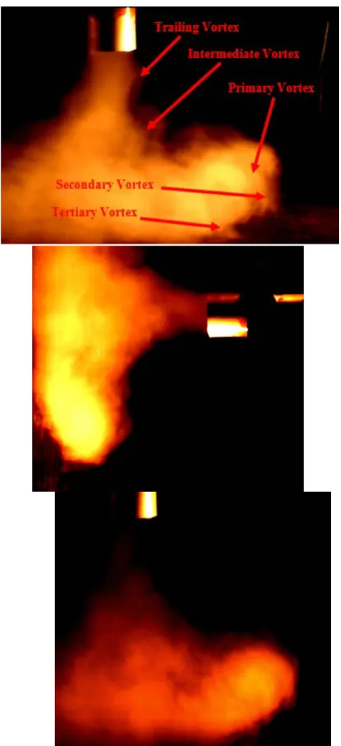 Figure 3 Flow visualization of the simulated travelling downburst from the physical simulator   