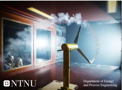 Figure 1.1: The NTNU 0.9m diameter wind turbine within the test section (2m x 3m cross section)of the NTNU wind tunnel testing facility [5].