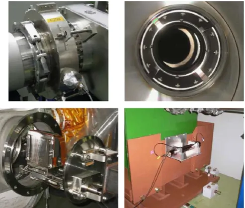 Fig. 4. Photographs of the primary beamline monitors. Upper left: CT. Upper right:ESM