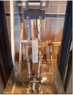 Fig. 5 Set up of pull-out test to measure bond strength between Portland stone and mortar