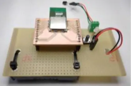 Figure 3: Sensor node with temperature sensor and IEEE 802.15.4 communication chip [14]