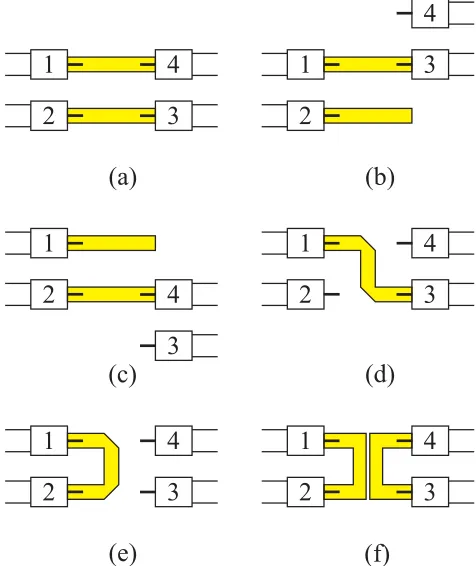 Fig. 9. Calibration structures for a microstrip four-port ﬁxture.