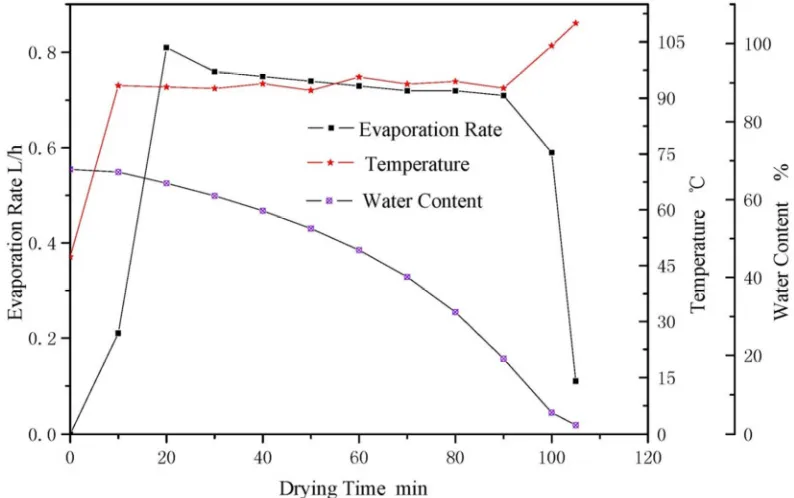 Figure 2. Curves of Microwave Drying Simulated Borate Concentrate. 