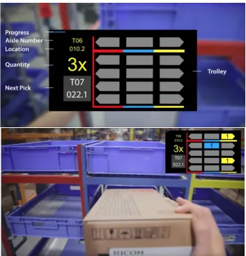 Figure 2.7 – (Top) Graphics display showing task information, including the trolley setup