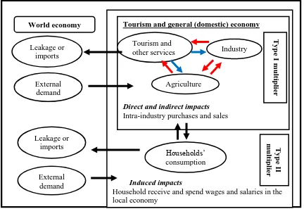 Figure 2.2 Interactions within the general and tourism economy.  