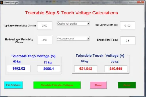 Fig. 2 is showing sample of user interface developed to calculate the size of earth wires