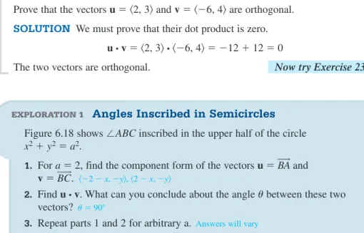 FIGURE 6.18 The angle   ABC inscribed in the upper half of the circle x 2  y 2  a 2 .