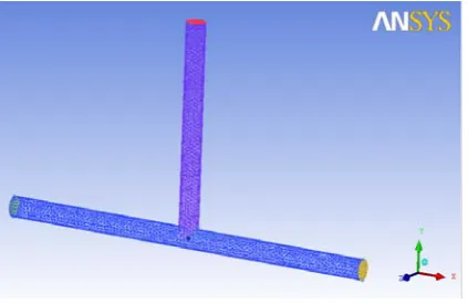 Figure (3) represents the pressure contour at midsection of the sketch for q=50%, V1 & V2= 1.42 m/s for each one