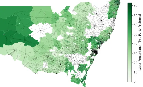 Figure 1: Network of neighbouring regions constructed byfinding polygon neighbours using GIS software