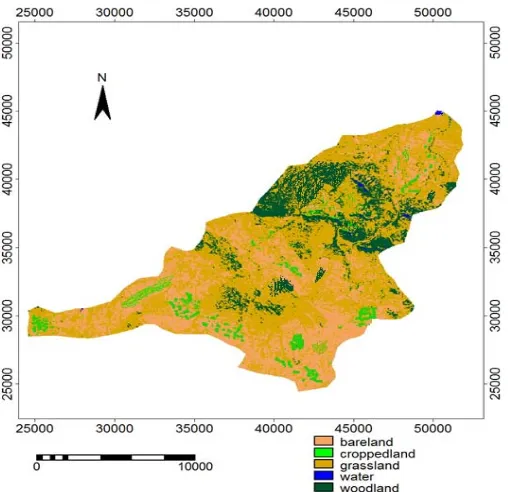Figure 3.6:  Land cover pattern in 2009 for Chesa dam catchment area 