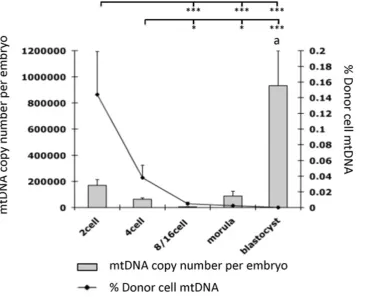 Figure 2. Chromosomal DNA and cytoplasmic regulation of iSCNT embryos. (A) Analysis of microsatellite markers in a single iSCNT morulaafter whole genome amplification