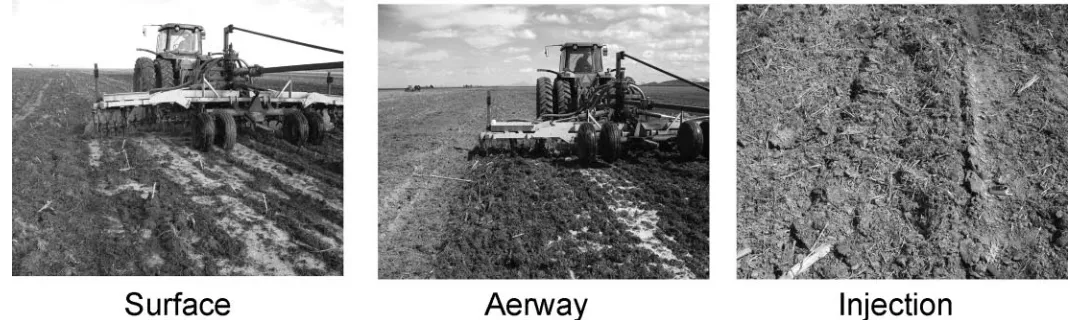 Figure 1. The 3 manure application methods used to apply dairy lagoon liquids.