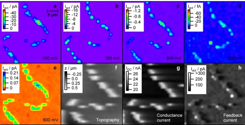 Figure 4 Activity of selected (groups of) particles. a: High resolution FE-SEM images of selected example (groups of) particles from the array shown in Figures 1 and 3