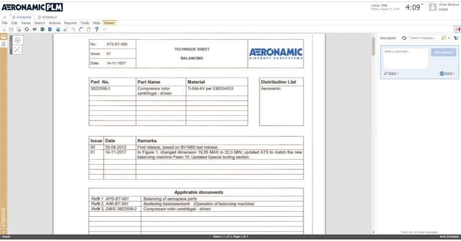 Figure 4.22: PDF file in Aras 