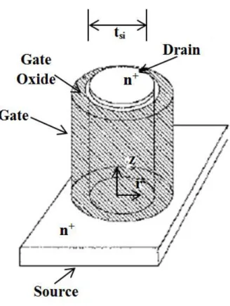 Figure 2.6.   Cylindrical Surrounding Gate MOSFET structure [38]. 