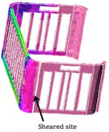 Fig. 5.  Result of mechanical test on a virtual model.  The direction of force applied is indicated by the arrows