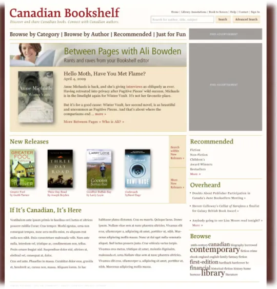 Figure 1. A design model for the Bookshelf homepage. 