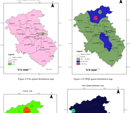 Figure 4.9 Na spatial distribution map                                  Figure 4.10 WQI spatial distribution map 