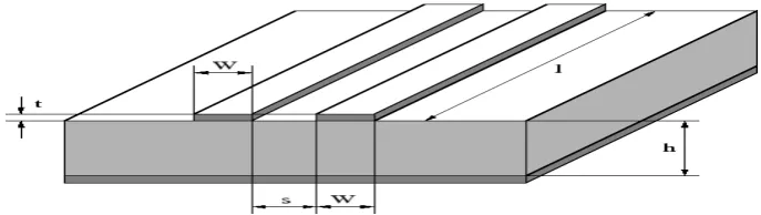 Figure 1.  The parallel coupled lines microstrip geometry and structure.  