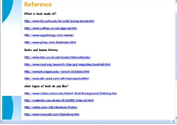 Figure 1. Screen capture of a group’s web page with references