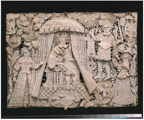Figure 2. Part of an English needlework lace withpearls and beads, c. 1640#�70. Size: 12.7�17.8 cm