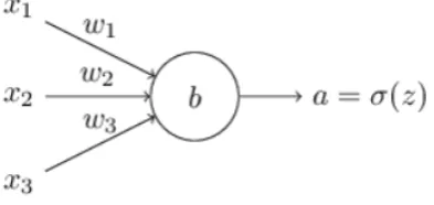 Figure 1: A neuron with corresponding weights, input, bias and output 